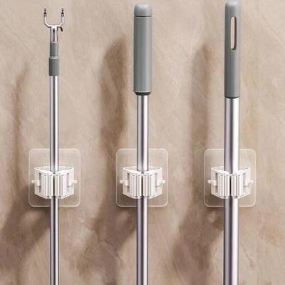 Mop Holder Self-adhesive Broom Stand Wall Mounted Mop Suppor