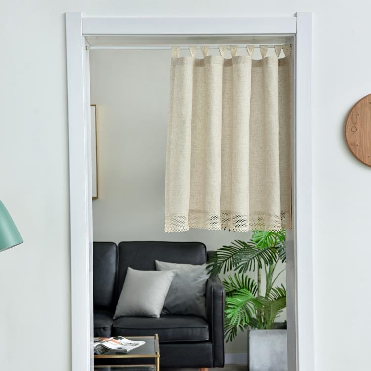 日式棉麻门帘半帘短帘无孔隔断丑帘织物家居卧室厨房橱柜窗帘