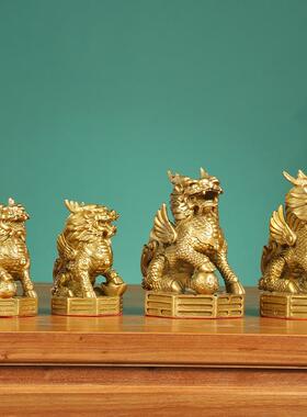 黄铜八卦麟摆件八财卦富麒10麒麟铜麒麟