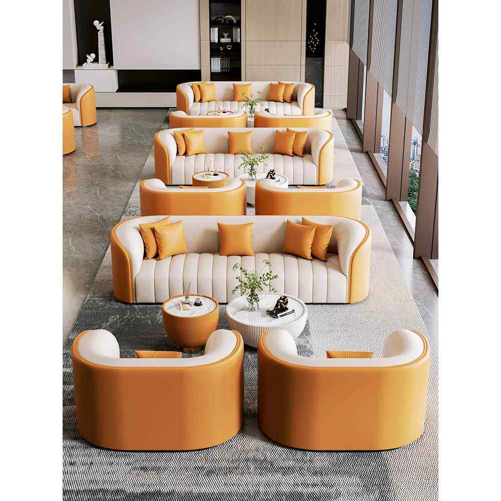 办公室商务接待沙发茶几组合家用客厅轻奢沙发椅会客简约洽谈桌椅