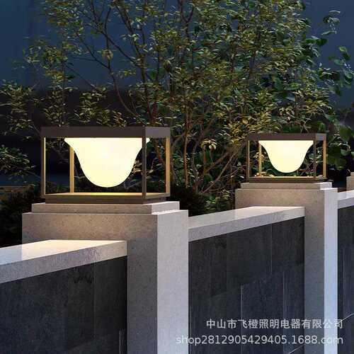 太阳能柱头灯户外新中式庭院灯防水别墅大门围墙灯花园柱子门柱灯