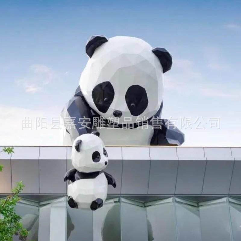 不锈钢几何切面熊大象雕塑兔长颈鹿熊猫景观售楼部美陈户外摆件