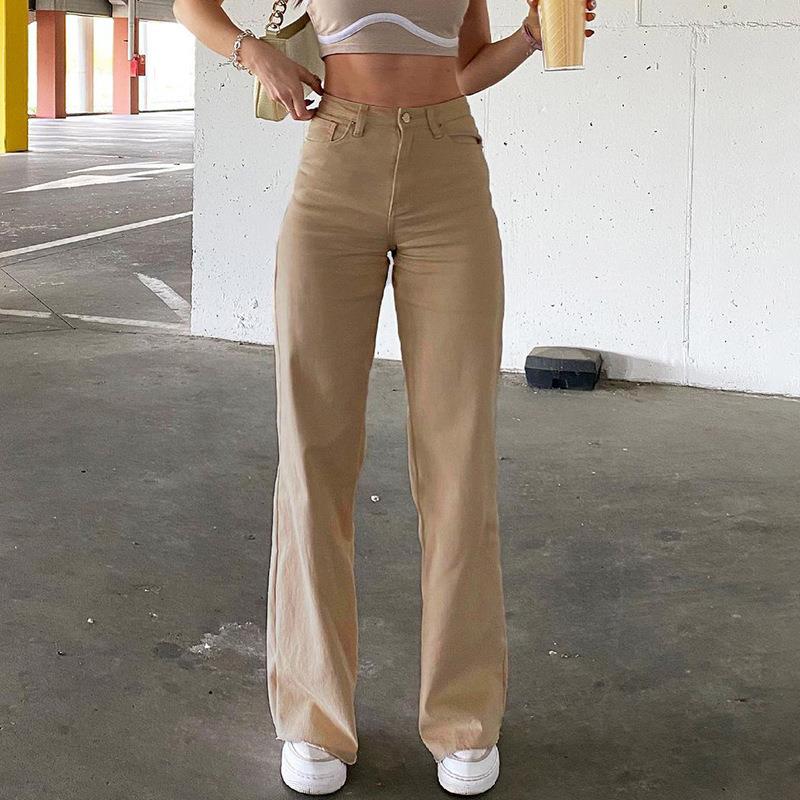 Solid pants color womens loose trousers jeans slim women