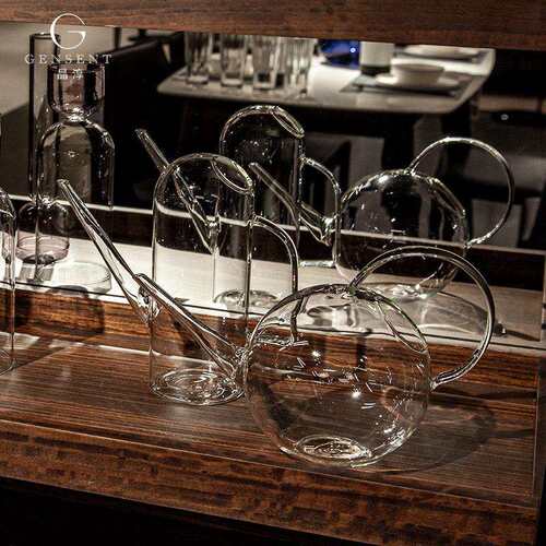 晶淳耐高温高硼硅极简现代风水壶大容量家用透明个性装饰摆件耐热