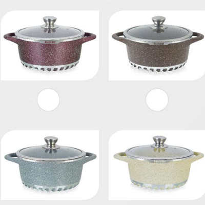 17pcs set 大理石意式17件套铝锅大理石汤锅厨具套装麦饭石铝套锅