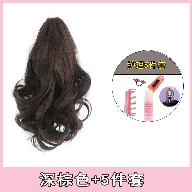 正品超短马尾假发女 抓夹式短仿款直尾发假马 网微卷自红然辫子真