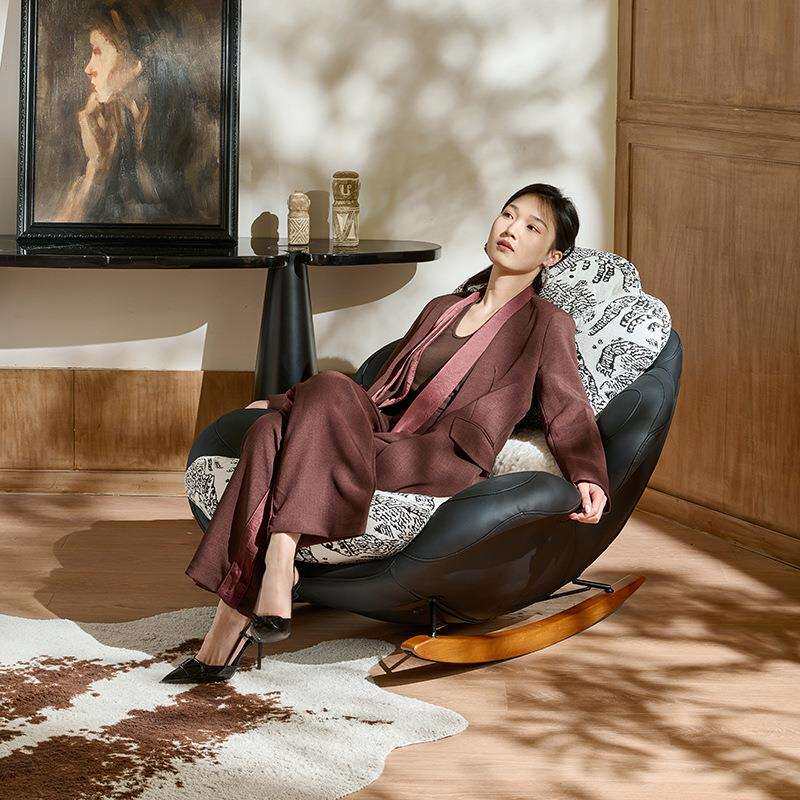 沙发椅中沙发古风蛋壳懒人沙发椅客厅轻奢旋转复古躺椅家用椅休闲