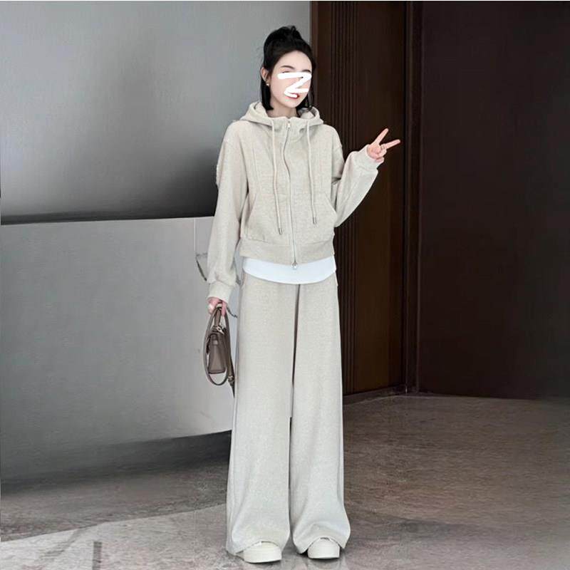 欧洲站高端连帽运动衫休闲 运动套装女2025新款春秋冬加绒时尚两