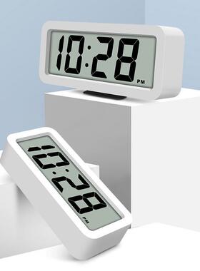 北欧简约LCD闹钟大屏数字显示静音万年历时钟家居装饰电子闹钟