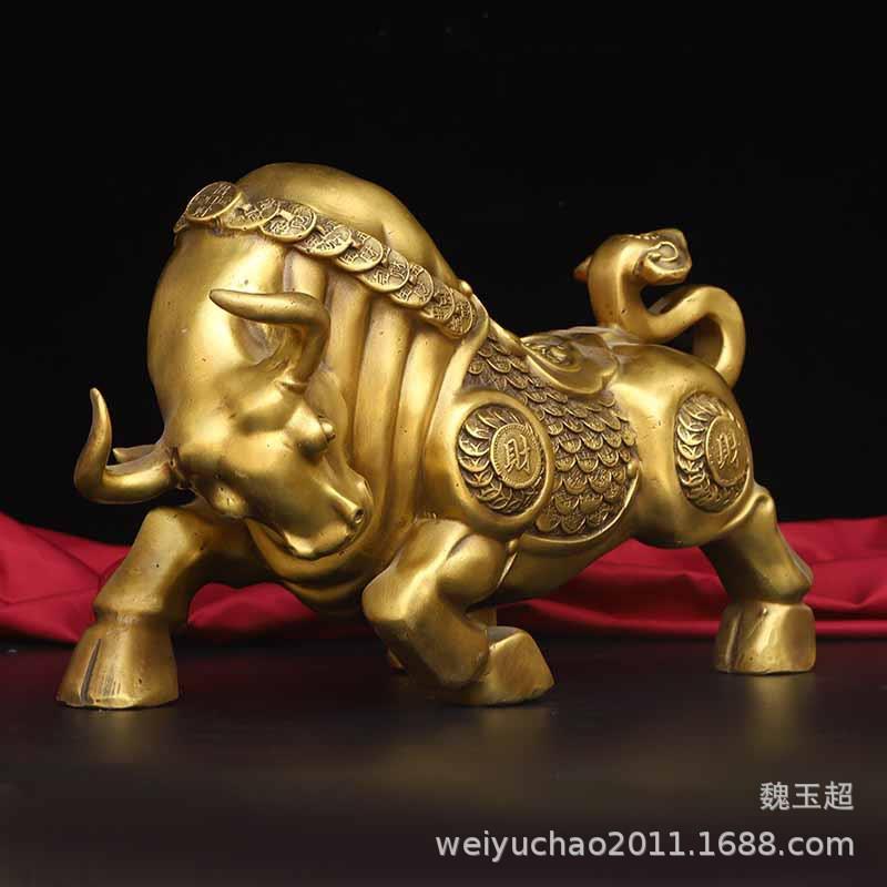 铜牛摆件纯铜华尔街旺市铜牛金钱牛客厅牛气冲天大小金牛吉祥物