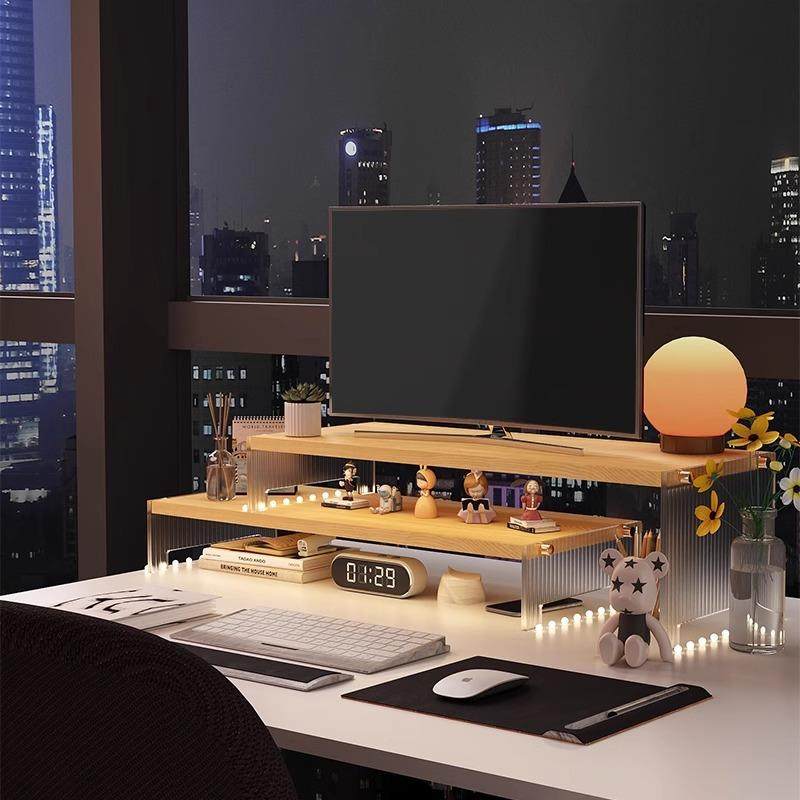 台式电脑增高架亚克力显示器支架办公室桌面收纳架子笔记本置物架,收纳整理,书桌收纳置物架,淘宝优惠券,粉丝福利购,淘宝优惠卷