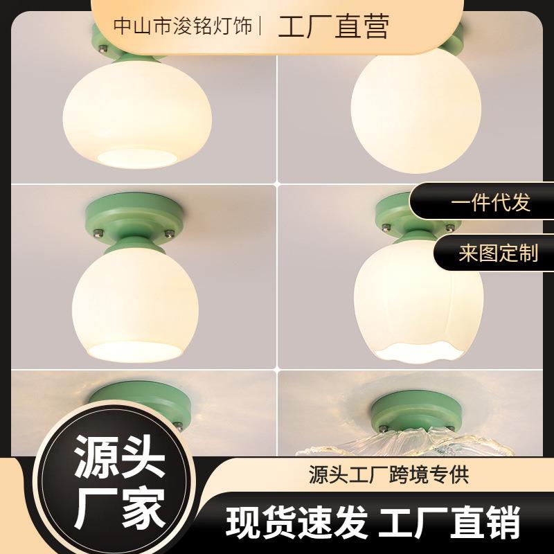 过道灯北欧白色奶油风阳台走廊吸顶灯网红极简约现代入户玄关灯具