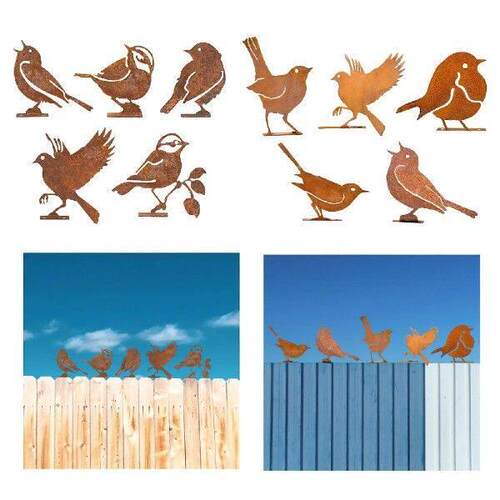 5 Pieces Rusty Birds Decorations Iron Craft for Courtyard