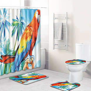 彩色动物大象狮子马浴室防滑地垫浴帘地毯货源个性酷