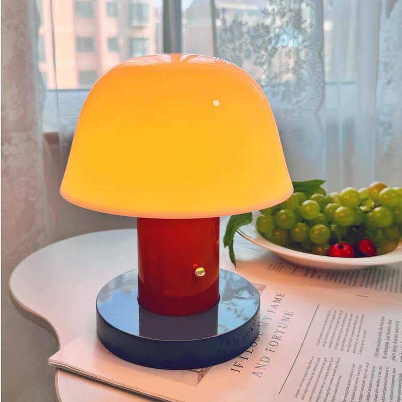 蘑菇充电台灯可携式触摸北欧覆古风装饰氛围桌面床头小夜灯卧室灯