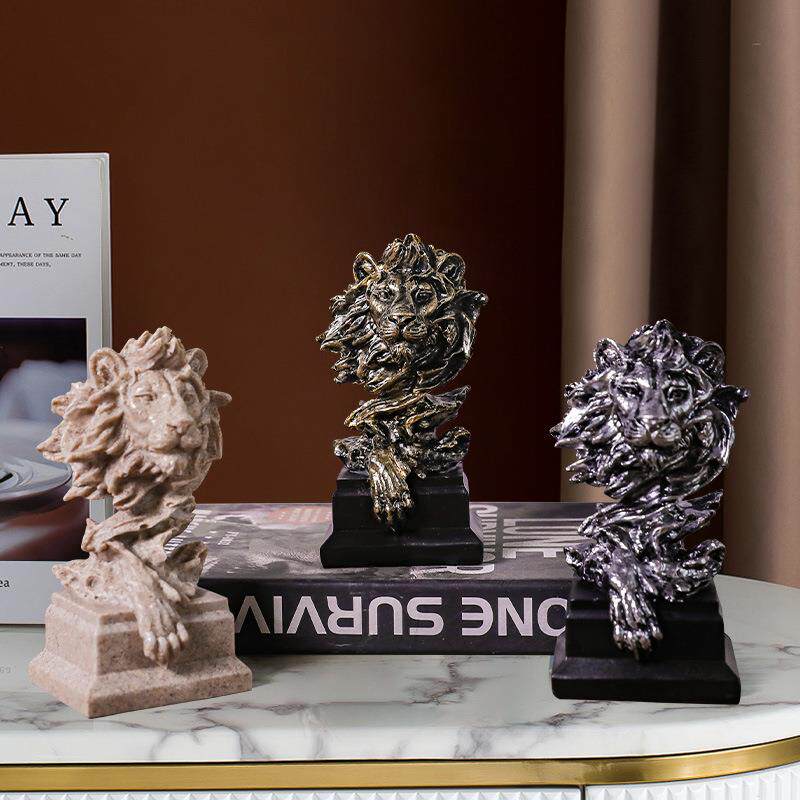欧式创意迷你狮子摆件家居客厅树脂工艺品办公室桌面装饰酒柜摆设