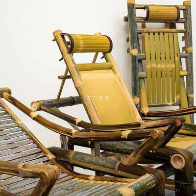 竹编躺椅折叠椅URE家用阳背台老传人午休椅逍遥椅睡统老式靠椅摇