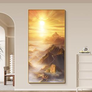 日出东方入口画泰山画靠背画无水走廊过道尽头竖挂画高端壁画