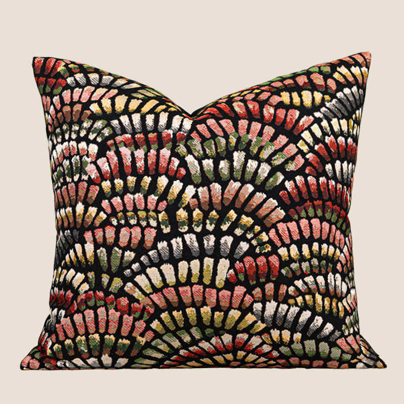 七彩羽毛棉麻质感抱枕套轻奢中古风复古红色系沙发靠枕腰靠枕,居家布艺,靠垫/抱枕,淘宝优惠券,粉丝福利购,淘宝优惠卷