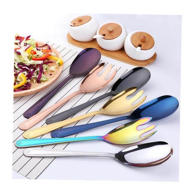 Big Salad Spoon Fork Set Stainless Steel Kitchen Food Server