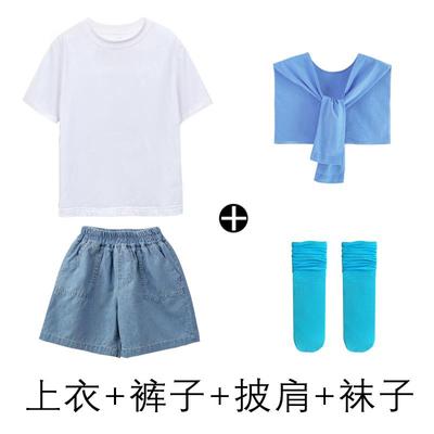 高档一儿童节表演六服幼儿园毕业生照舞蹈合唱服小学牛仔短裤出演