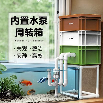 BESSN2025新款内置水泵周转箱过滤箱鱼缸过滤器水循环系统滴流盒