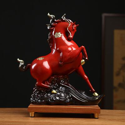 陶瓷马摆件招财客厅办公室马到成功装饰品龙马精神送领导高档礼物