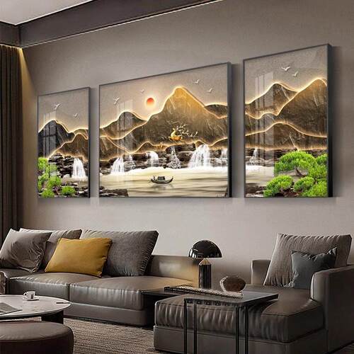 2025新款现代轻奢客厅装饰画 画大气沙发背景墙挂画 画山水画 画