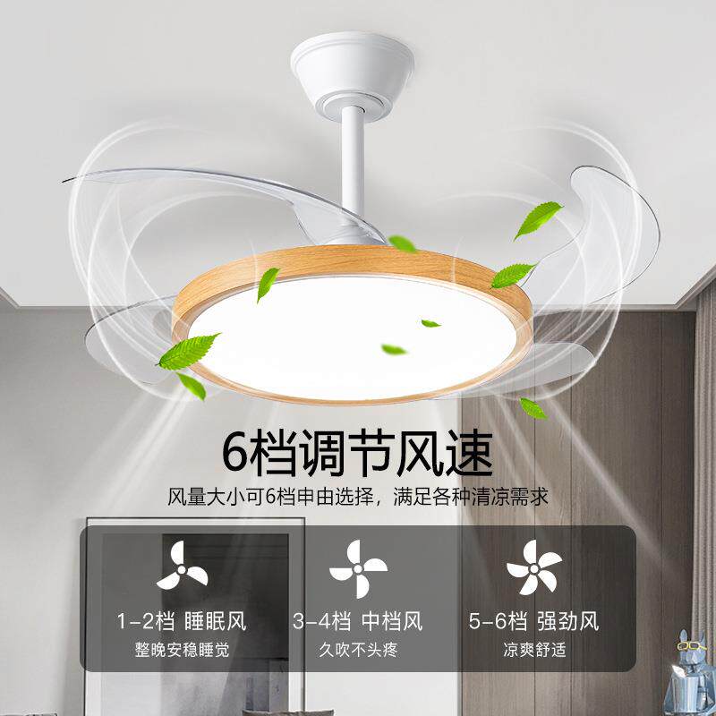 超薄吊杆吸顶风扇智能控制风扇灯北欧吊扇灯新款隐形风扇客餐厅