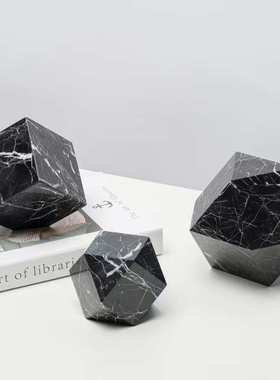 大理石现代圆柱软装正方花瓶长方不规则摆件北欧家居饰品几何十字