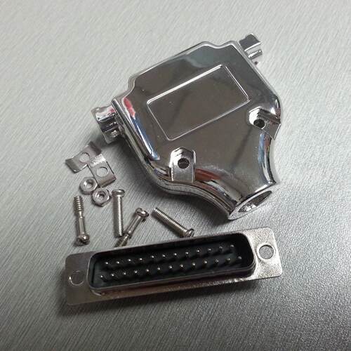 供DSUB180度出线DB25P锌合金外壳13W3 9W4 5W5公母插头用亮面铁壳