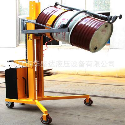 半电动油桶翻转车DTF00电动直角支腿堆高车可倾式油桶倒料车