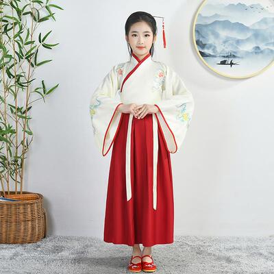高档儿学童童古装汉服男女童开笔礼国书装中华孝道弟子规表演服三
