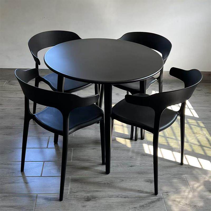 网红塑料洽谈桌椅组合接待桌商务用店面会客碳钢小圆桌办公室休闲