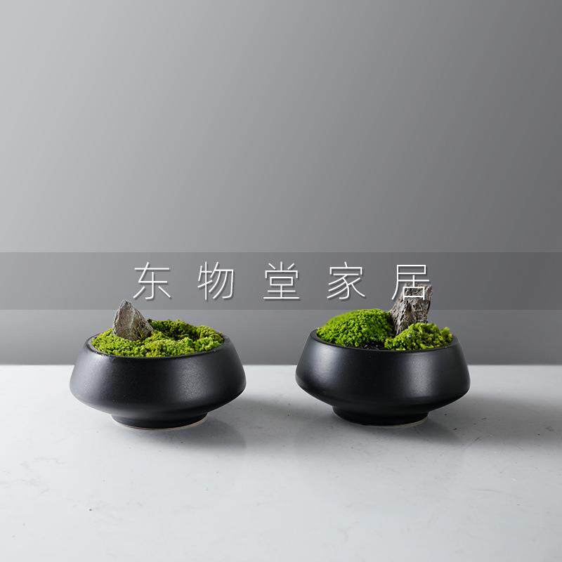 仿真绿色植物盆景新中式客厅茶边几花艺售楼处别墅样板房软装摆件
