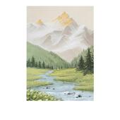 日照金山手绘油画现代简约入户玄关装 饰画高级感走廊过道挂画