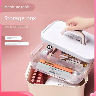 Double-layer Nail Art Tool Empty Storage Box Plastic Contain