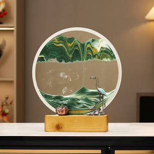 饰品 饰摆件高级玻璃动态解压装 新中式 创意流沙画摆件客厅办公室装