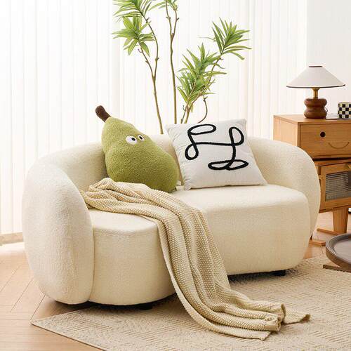 北欧奶油风双人沙发小户型简约客厅卧室小型羊羔绒云朵懒人小沙发