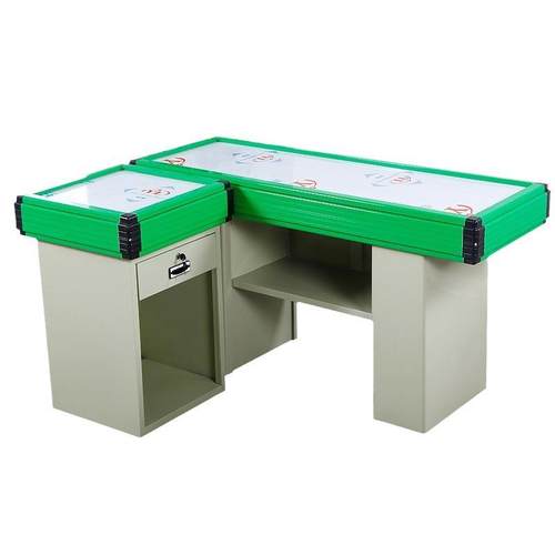 现货超市收银台便利店母婴店铁质收款台不锈钢台面