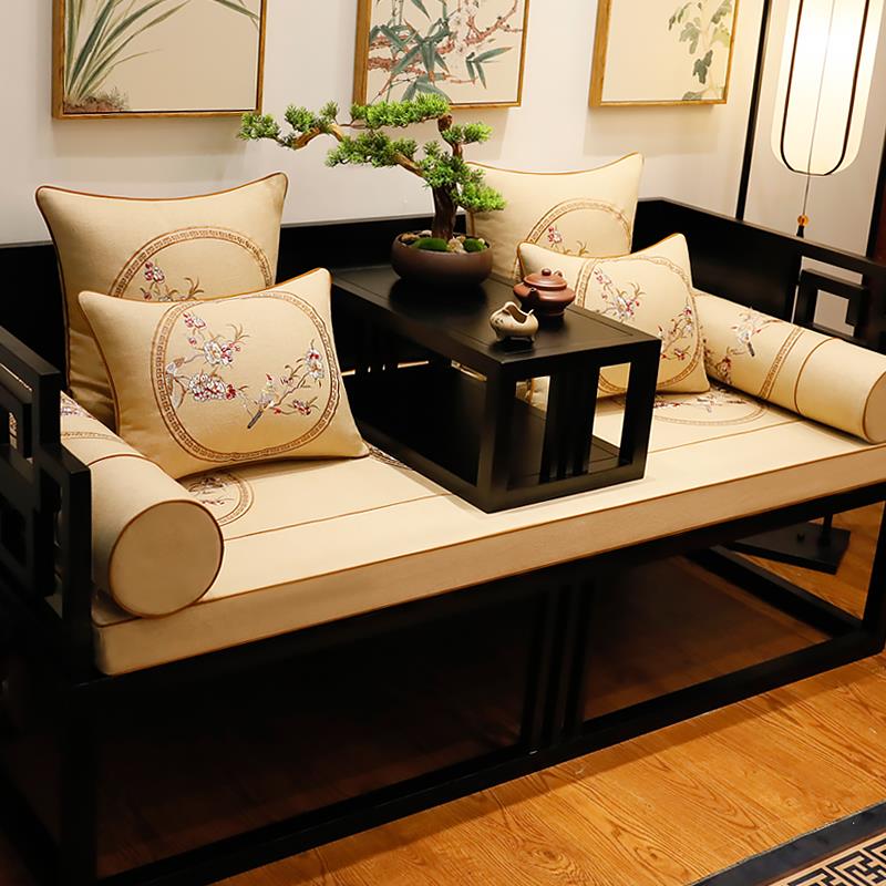 新中式红木沙发坐垫古典实木家具罗汉床垫子五件套四季通用圈椅垫