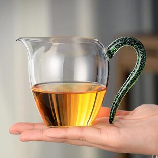 手工日式高档彩把玻璃公道杯加厚耐热分茶器茶海单个草堂小号公杯