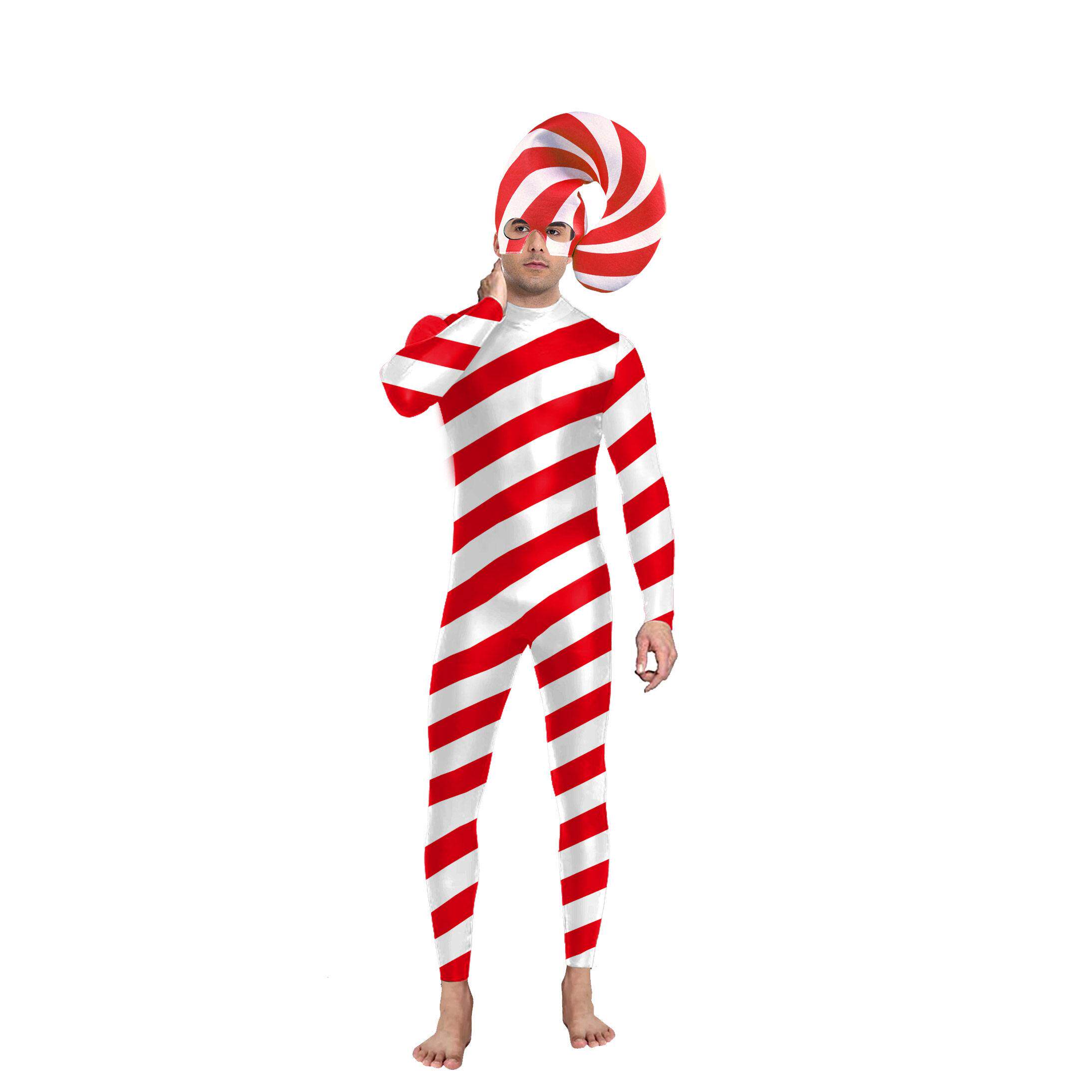 Color Cosplayer Candy Cane Jumpsuit Stripe Cosplay Costume