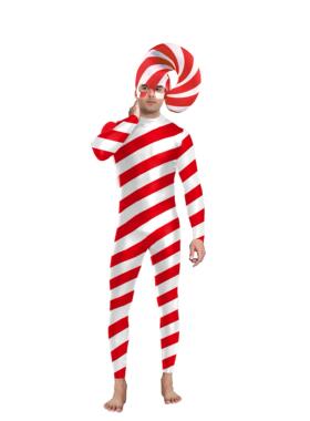 Color Cosplayer Candy Cane Jumpsuit Stripe Cosplay Costume