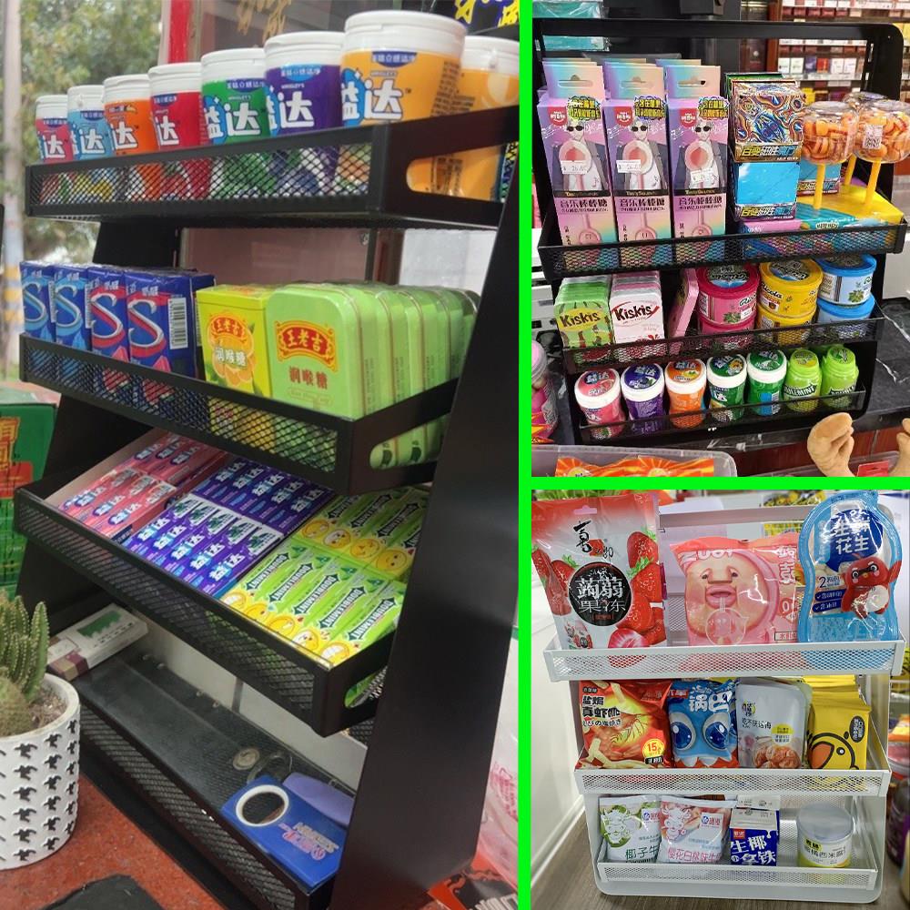 台市面零食吧台货架小货架展架收银柜台口香糖架子超便利示店置物