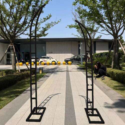 婚庆铁艺羊角具门牛角坪门金色拱009道门花架婚礼草舞台背景装饰