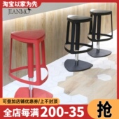 北欧轻奢简约创意金属铁艺商用前台360°旋转升降酒吧椅高脚凳子