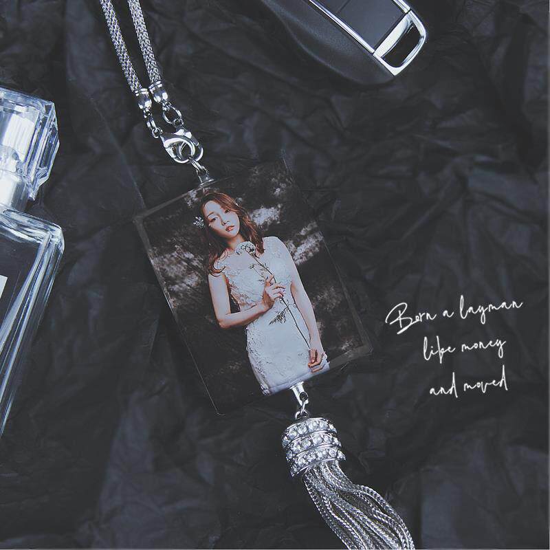 汽车挂件高档简约小众创意定制双面照片车内水晶吊饰后视镜车挂饰