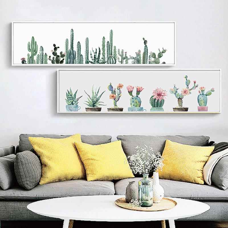 现代仙人掌小清新客厅沙发背景轻奢装饰画卧室床头墙壁温馨挂画