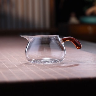 侧把耐热玻璃把公道杯茶海加厚家用简约功夫茶具